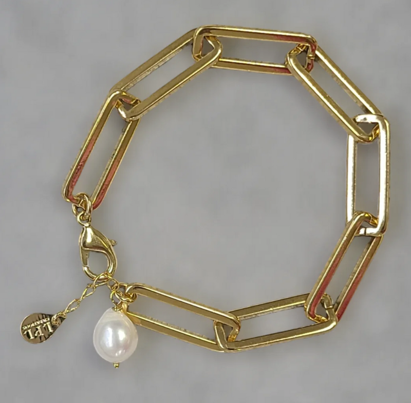 Paper Clip Pearl Bracelet
