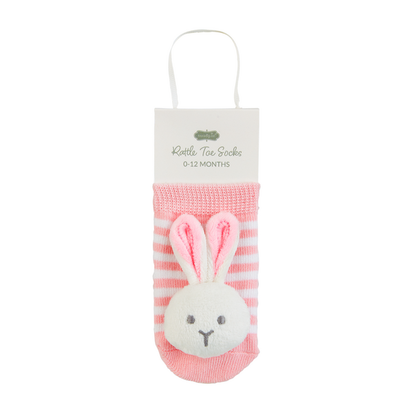 Bunny Rattle Socks Pink