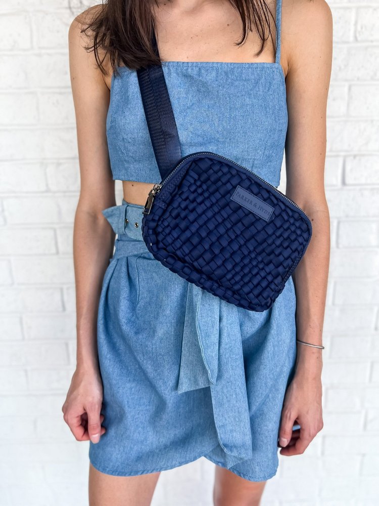 Navy Woven Belt Bag