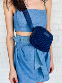 Navy Woven Belt Bag